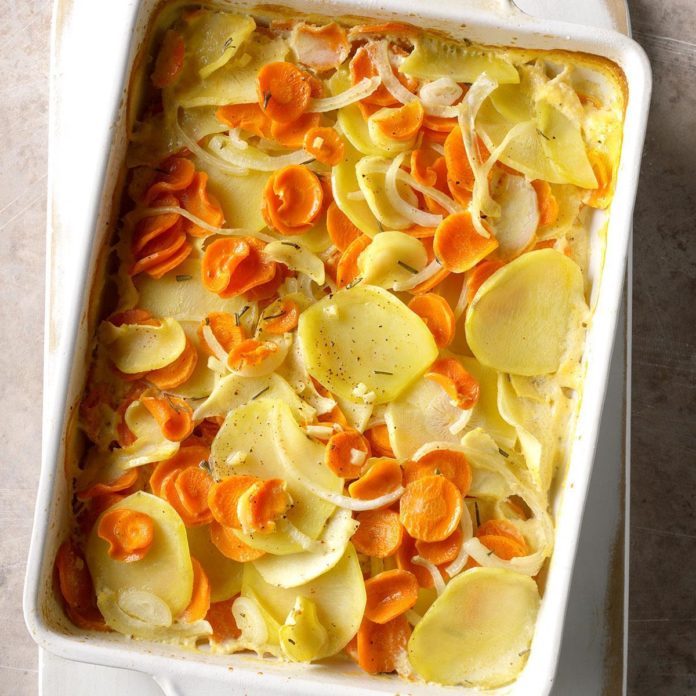 Carrot, Parsnip and Potato Gratin