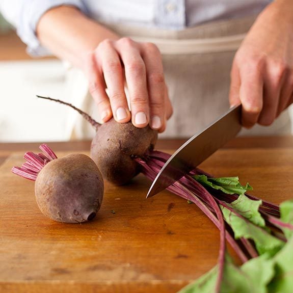 cutting beets