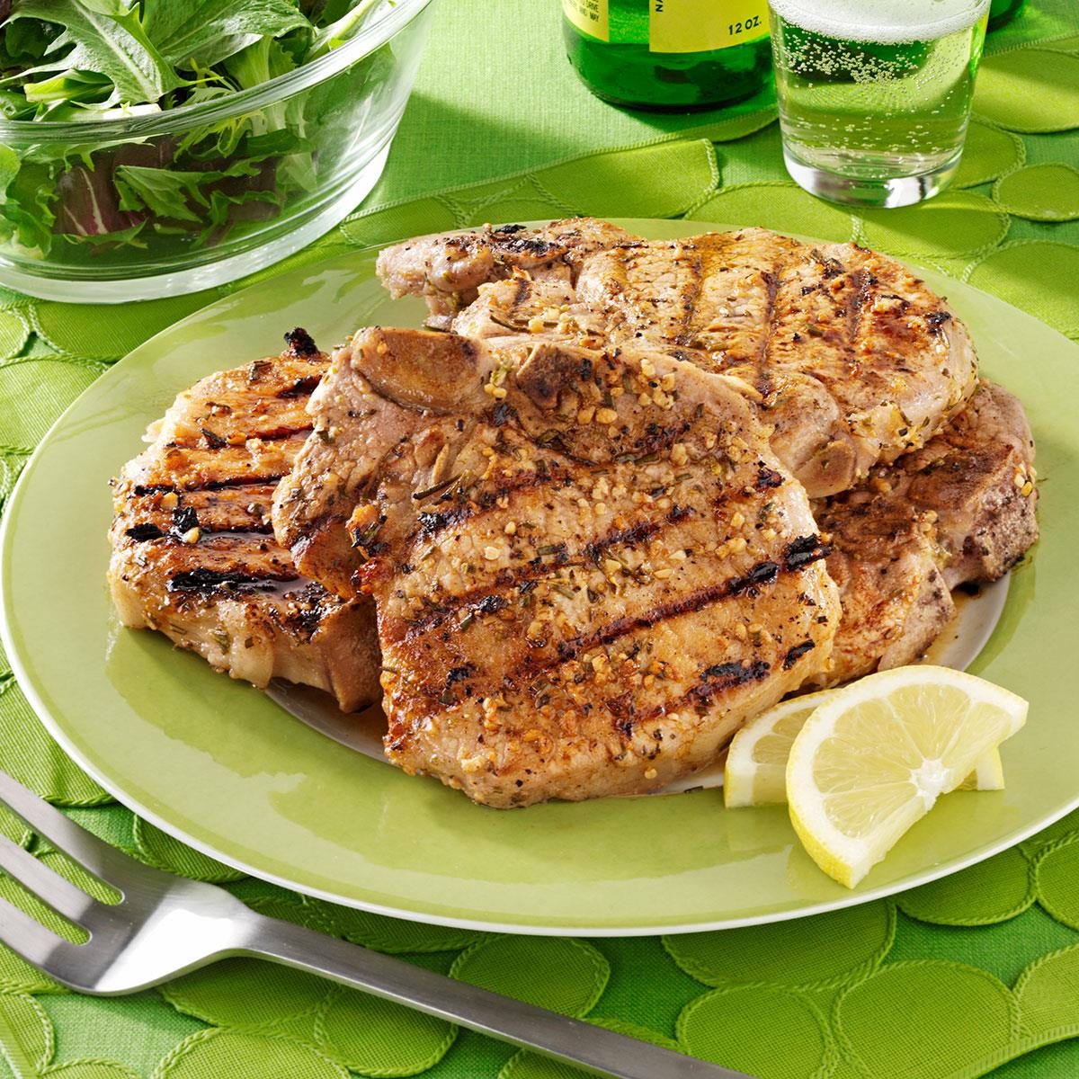 Barbecued Pork Chops with Rosemary Lemon Marinade