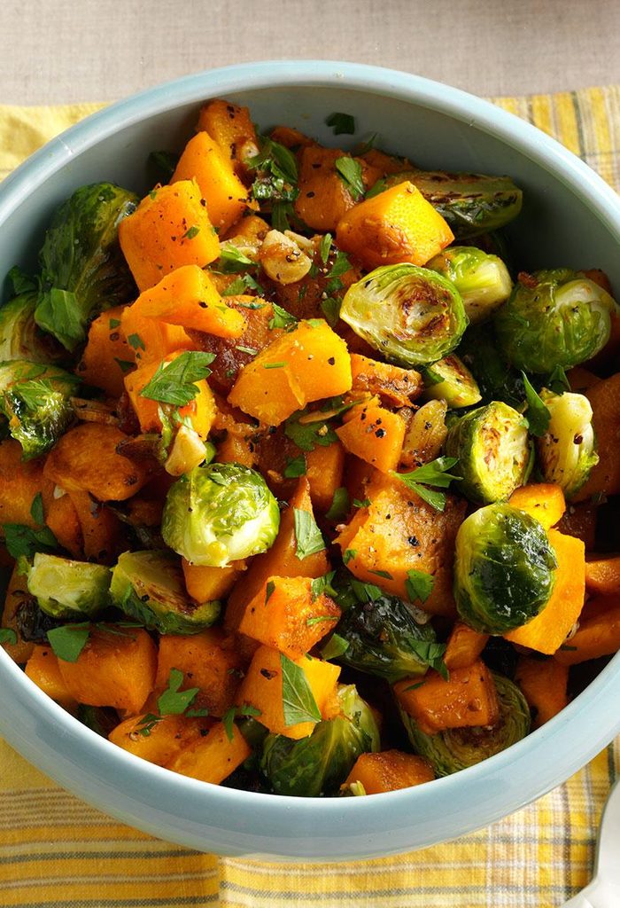 Roasted Pumpkin and Brussels Sprouts