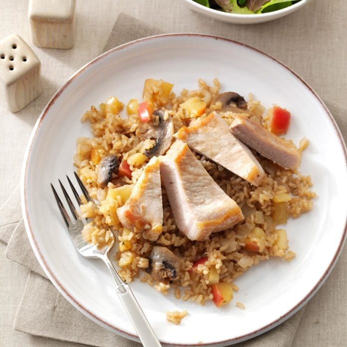 Apple-Balsamic Pork Chops & Rice