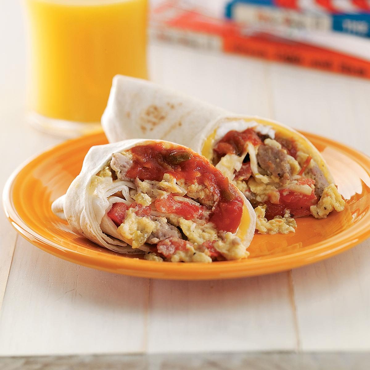 Breakfast Burritos With Sausage And Cheese Recipe Taste Of Home 6867