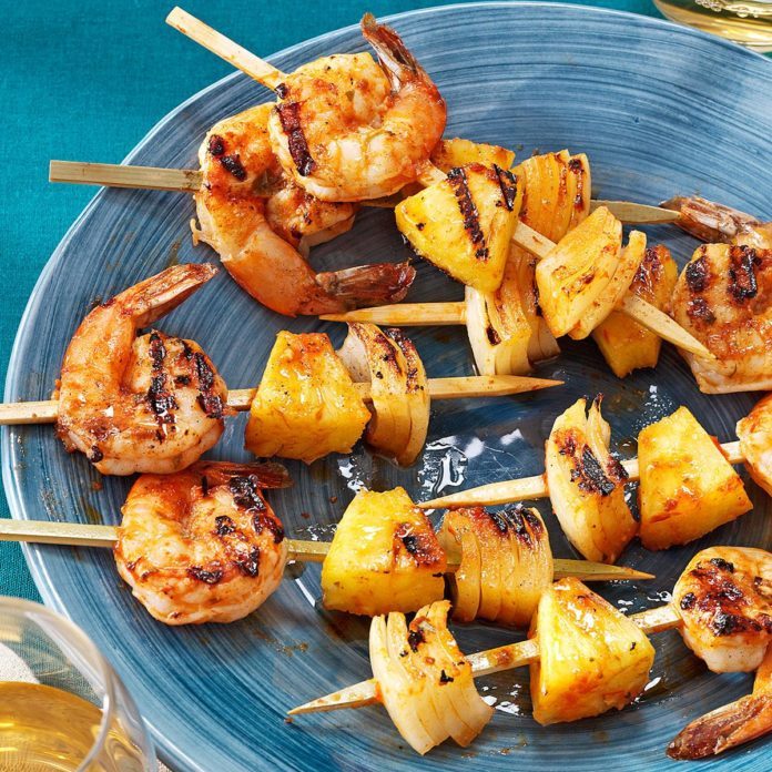 Grilled Shrimp Appetizer Kabobs Recipe | Taste of Home