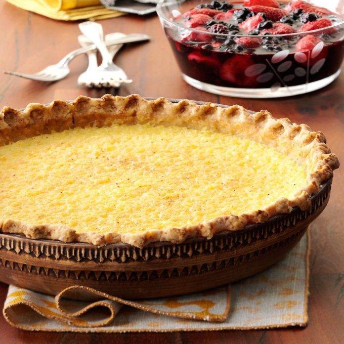 Lemon Chess Pie with Berry Sauce