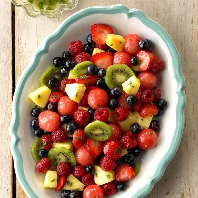 Mixed Fruit with Lemon-Basil Dressing