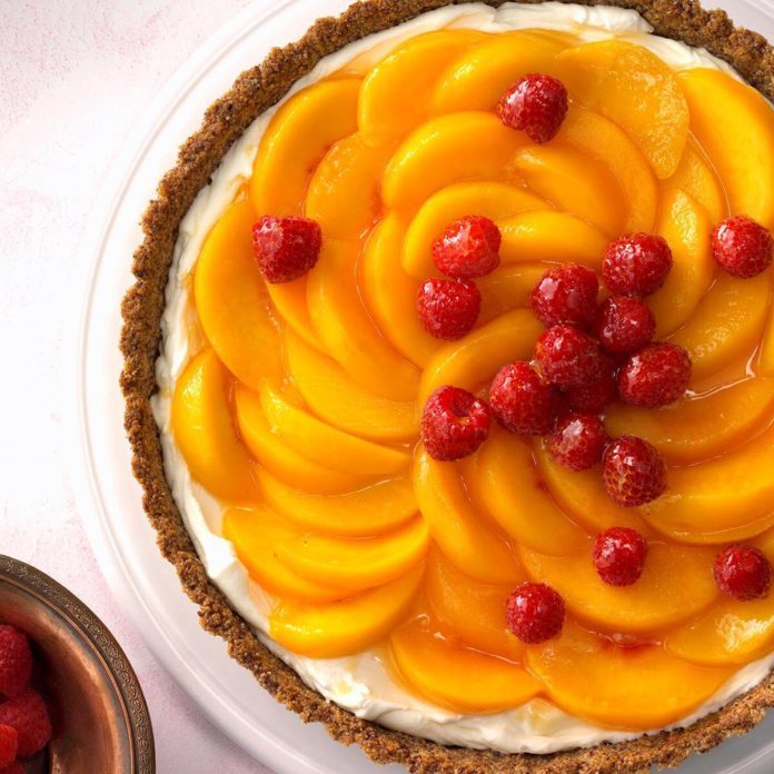 Peaches 'n' Cream Raspberry Tart Recipe | Taste of Home