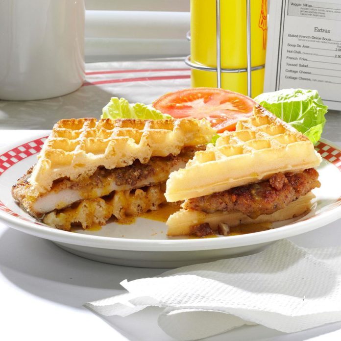 Pecan-Crusted Chicken Waffle Sandwiches