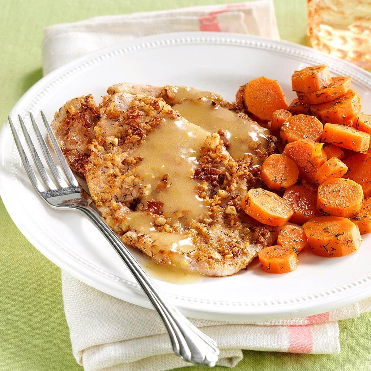 Pecan Turkey Cutlets with Dilled Carrots Recipe | Taste of ...