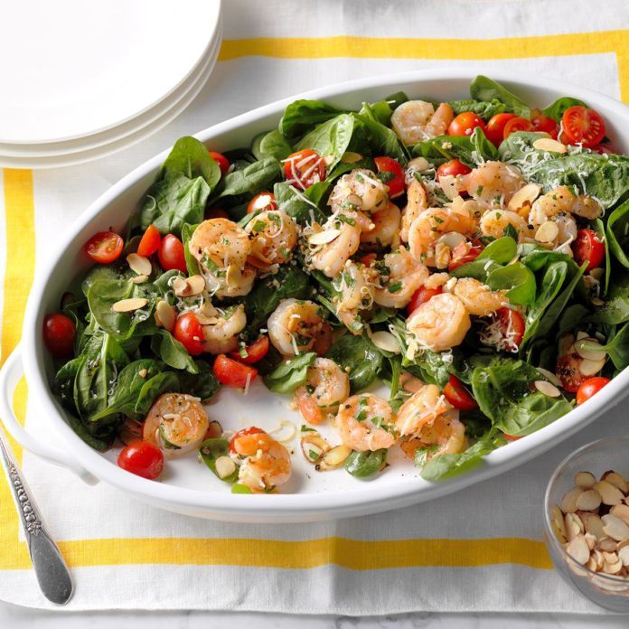 Pinot Grigio: Shrimp Scampi Spinach Salad