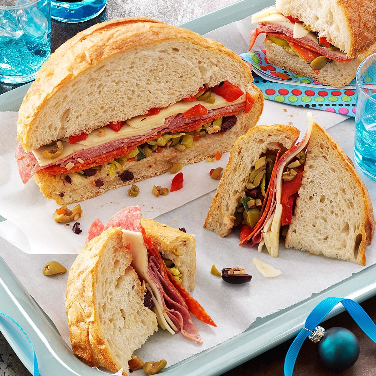 Sicilian Overstuffed Sandwich Wedges Recipe | Taste of Home