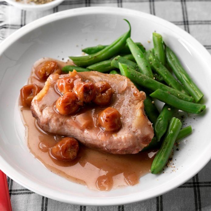 Sweet Onion & Cherry Pork Chops