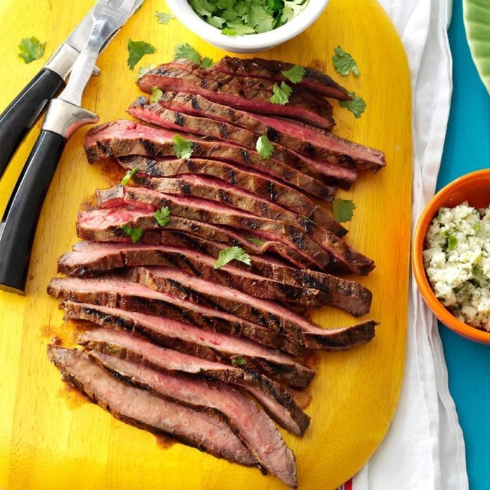 Day 27: Flank Steak with Cilantro & Blue Cheese Butter