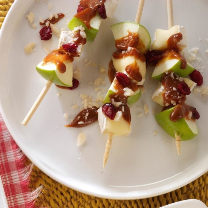 Caramel Apple and Brie Skewers