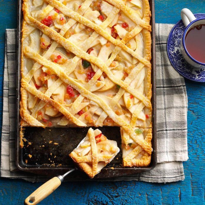 Lattice-Topped Pear Slab Pie