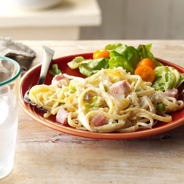 Linguine with Ham & Swiss Cheese