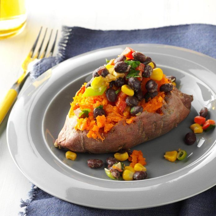 Sweet Potatoes with Cilantro Black Beans