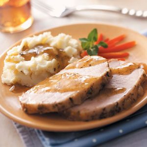 Pork Roast with Mashed Potatoes and Gravy Recipe | Taste ...