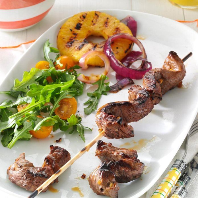 North Dakota: Teriyaki Steak Skewers