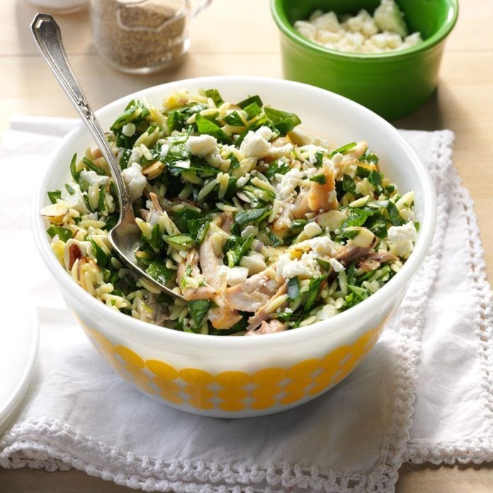 Double-Duty Chicken & Feta Spinach Salad