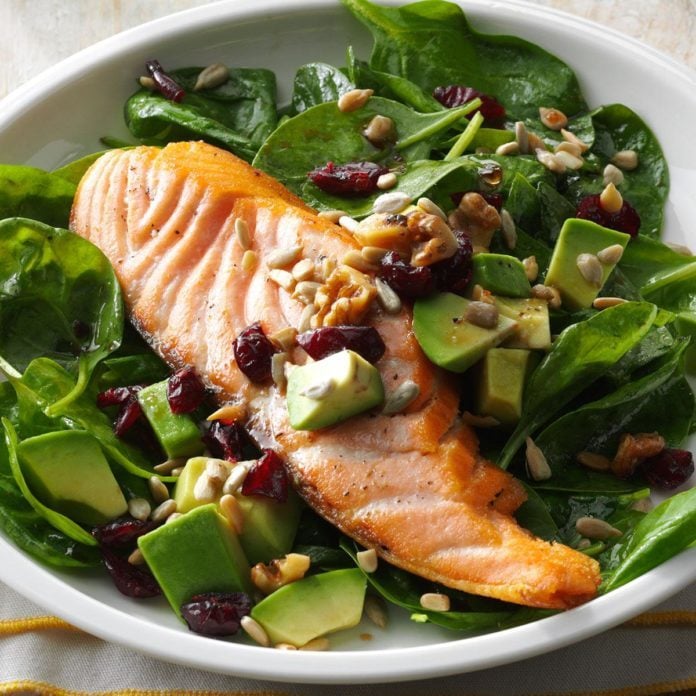 Salmon & Spinach Salad with Avocado