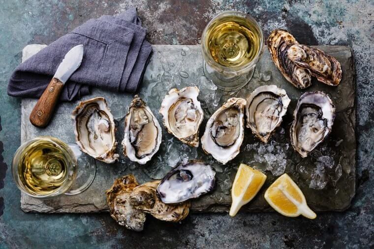 oysters on a tray
