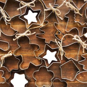 Christmas background made of cookie cutters