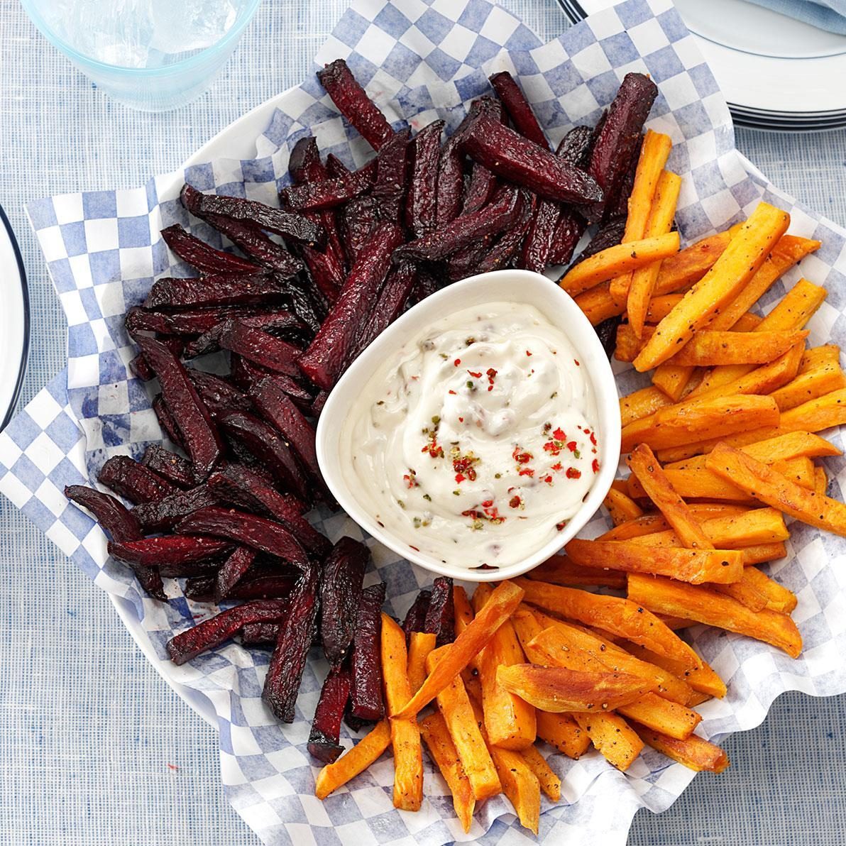 Beet and Sweet Potato Fries