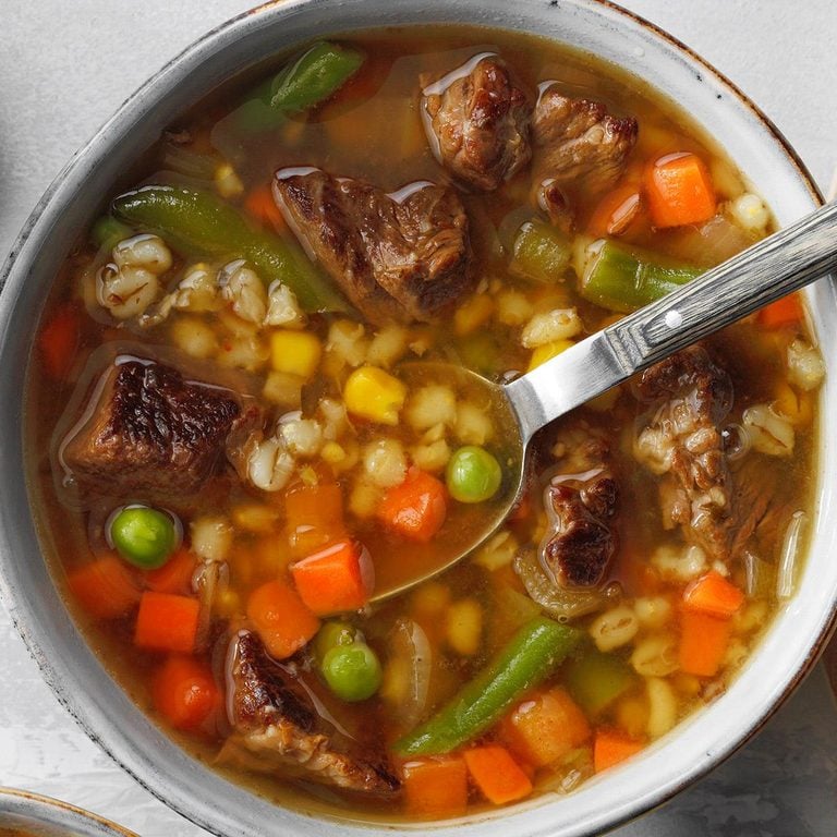 Vegetable Beef Barley Soup Recipe How To Make It 