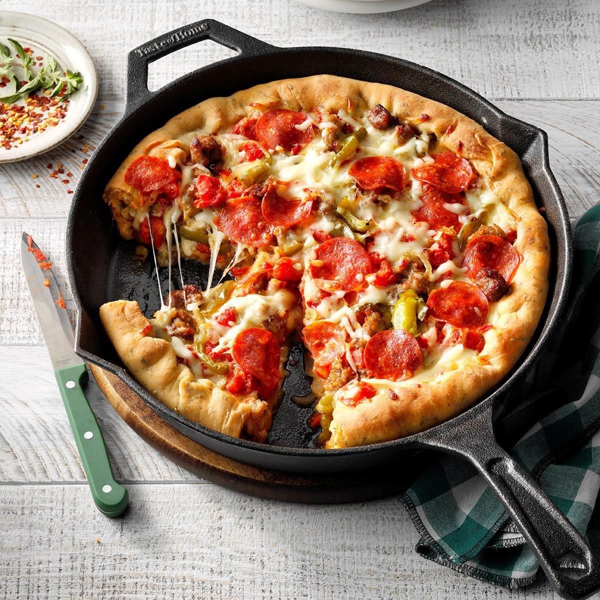 Skillet Deep Dish Pizza Recipe, Food Network Kitchen