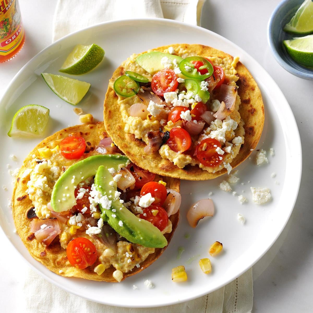 Grilled Corn Hummus Tostadas