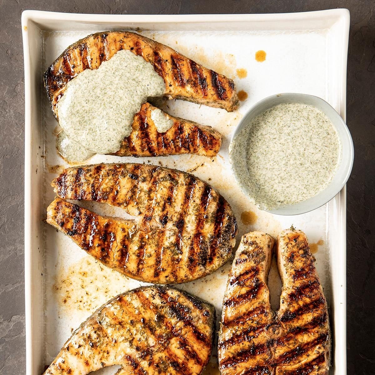 Grilled salmon steaks hotsell