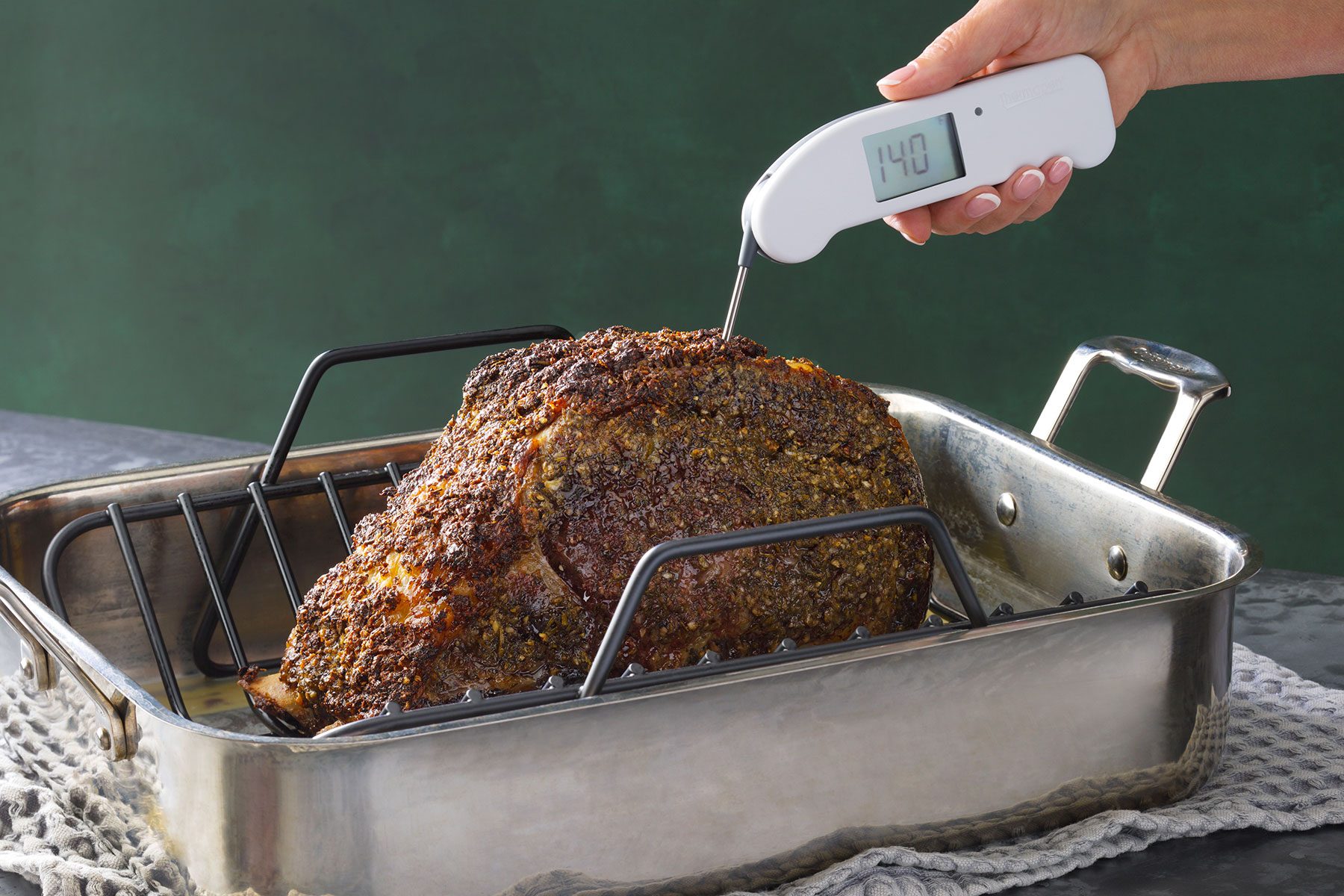Checking the Temperature of Baked Prime Rib