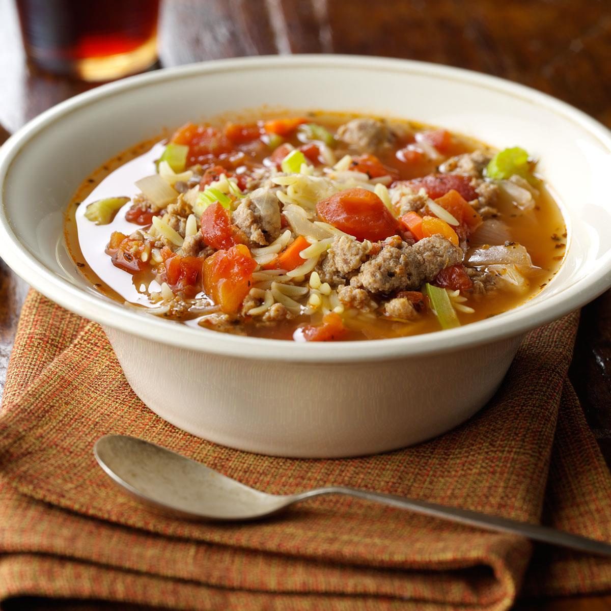Italian Sausage and Orzo Soup Recipe | Taste of Home