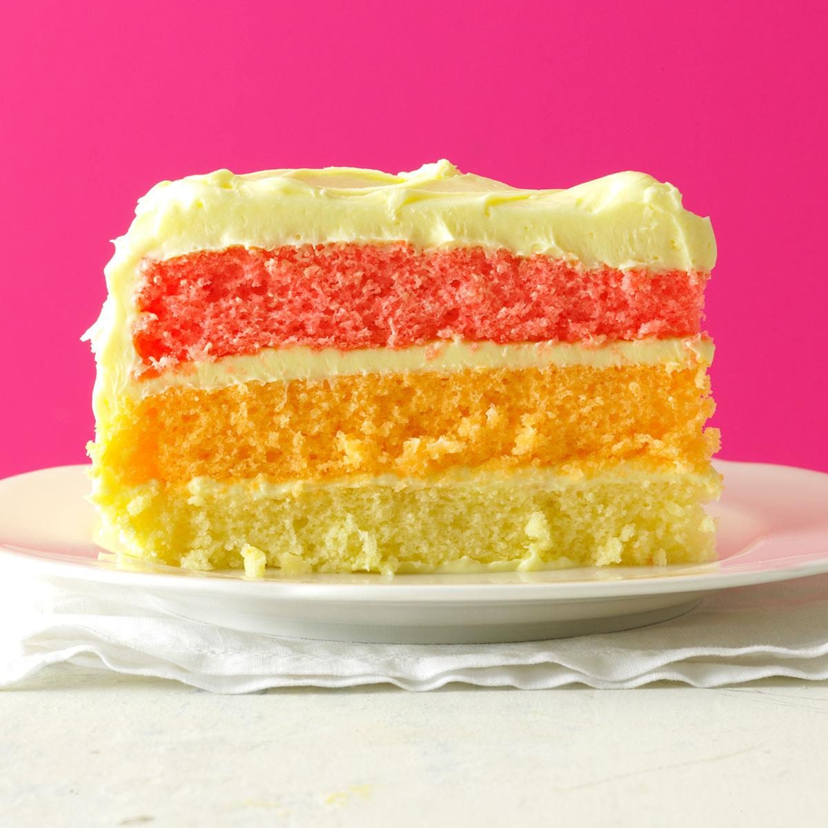 Golden Butter 4-Layer Rainbow Cake