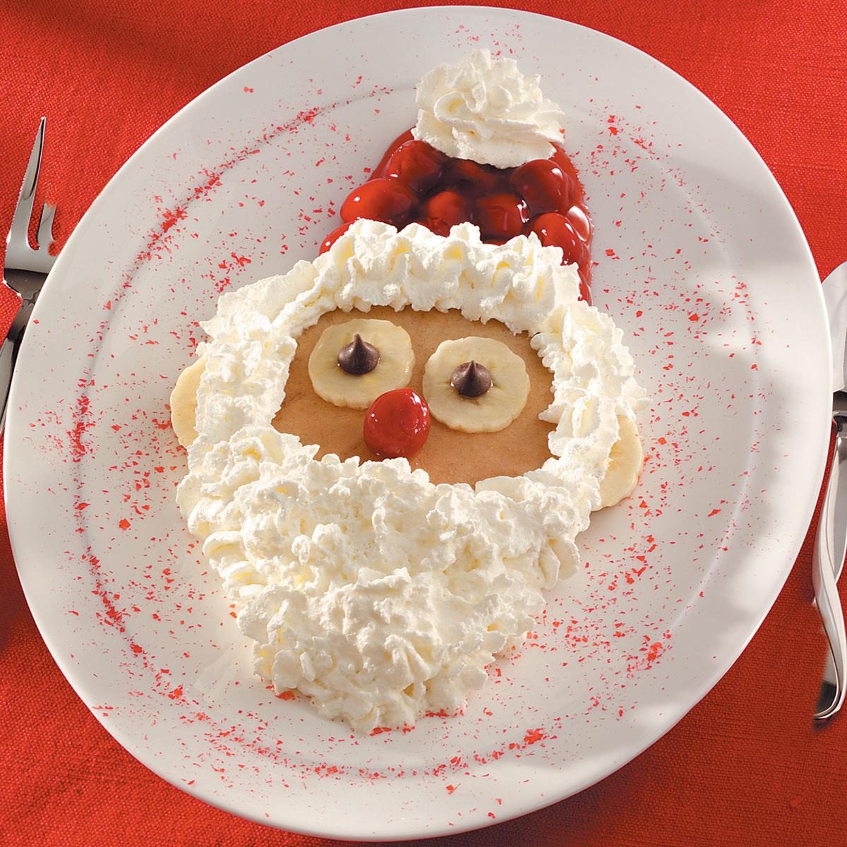 Santa Pancakes Recipe for Christmas Breakfast - Hint of Healthy