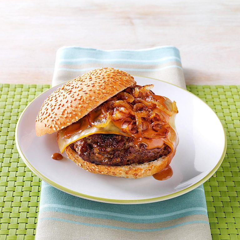 Sweet Onion BBQ Burgers Recipe How to Make It Taste of Home