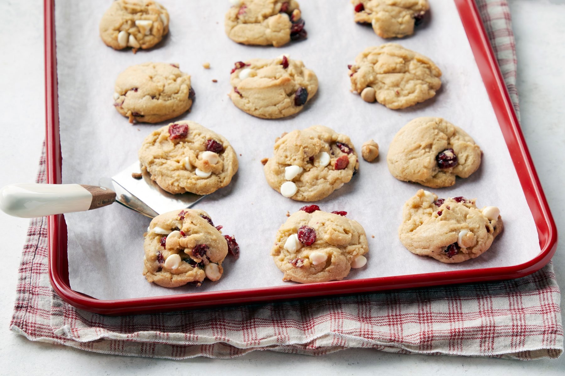 White Chocolate Cranberry Cookies in a tray before baking