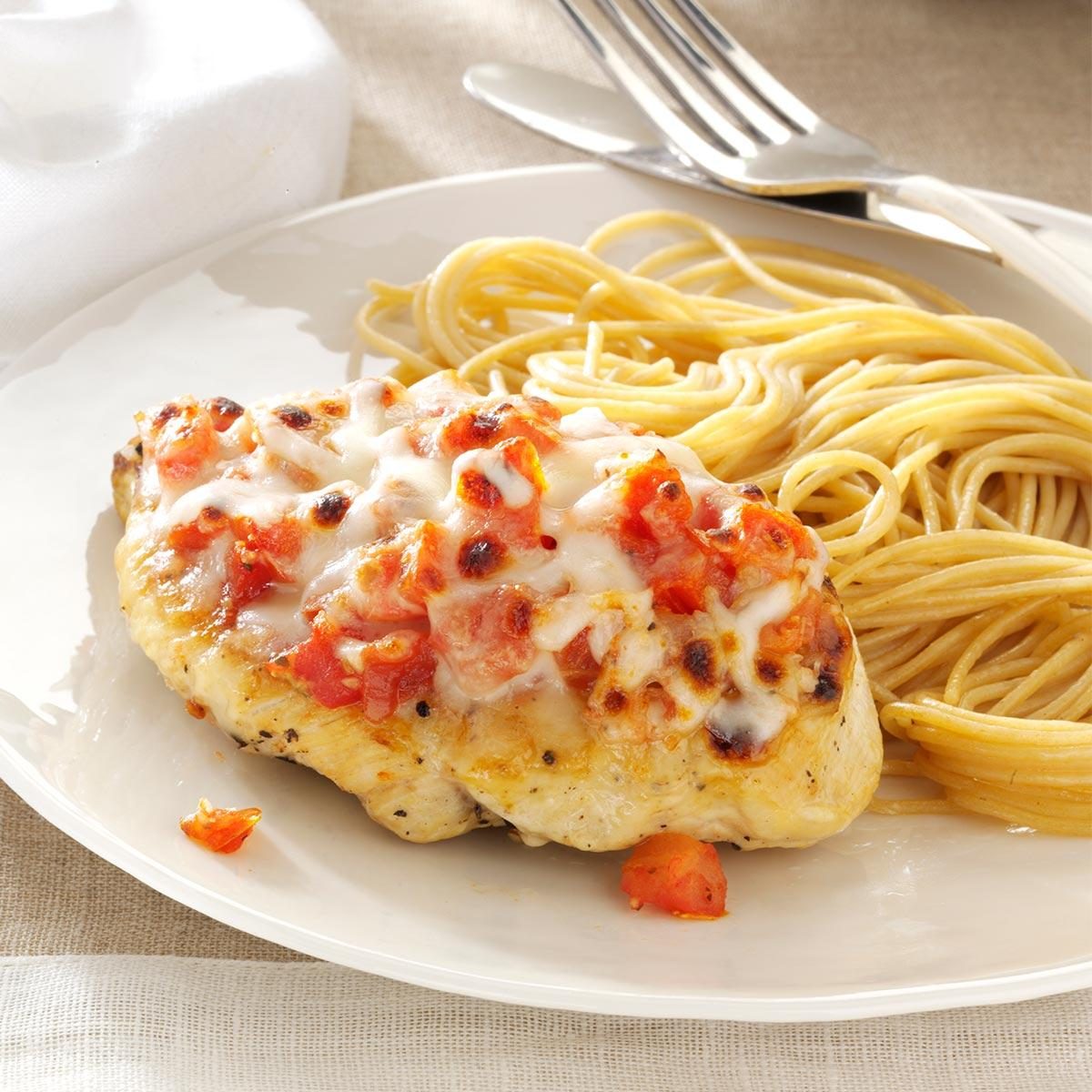 Bruschetta-Topped Chicken & Spaghetti