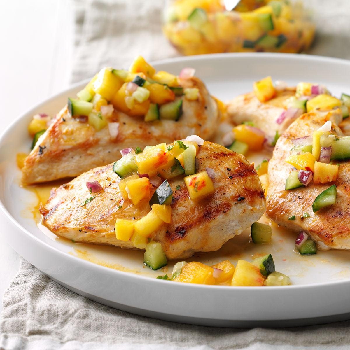 Chicken with Peach-Avocado Salsa