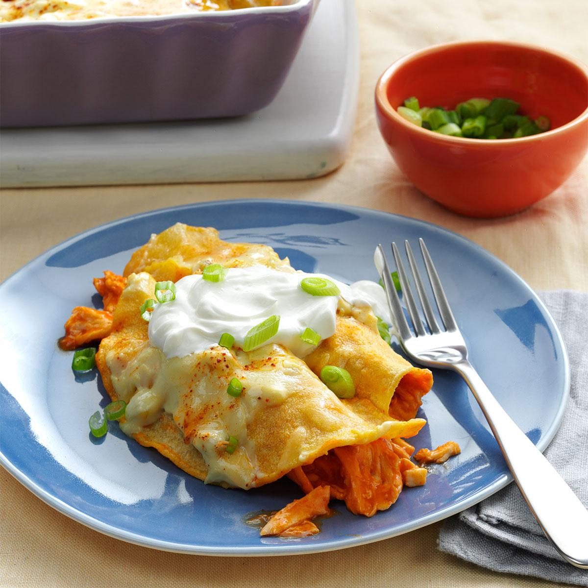 Creamy Buffalo Chicken Enchiladas Recipe How To Make It Taste Of Home