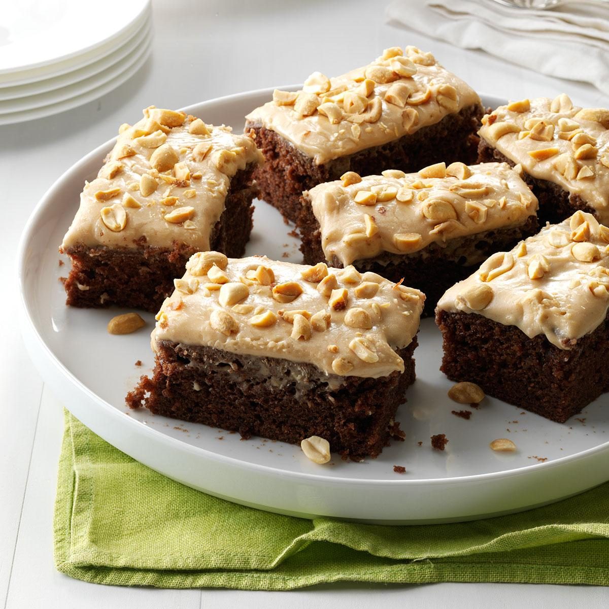 Chocolate-Peanut Butter Sheet Cake Recipe | Taste of Home