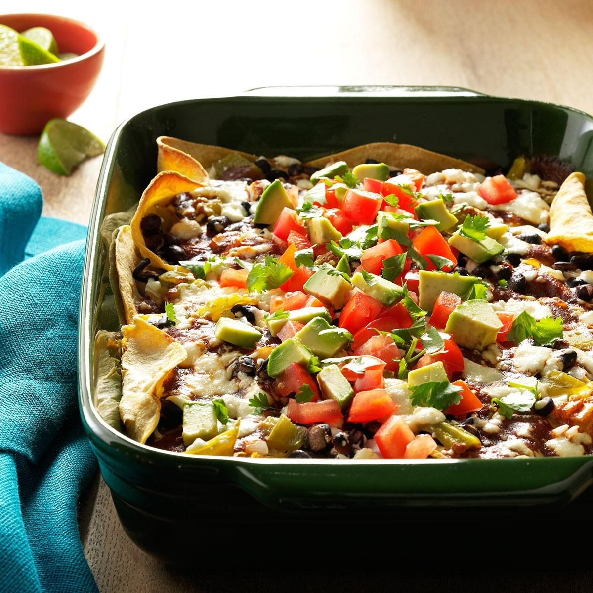 Black Bean & Chicken Enchilada Lasagna