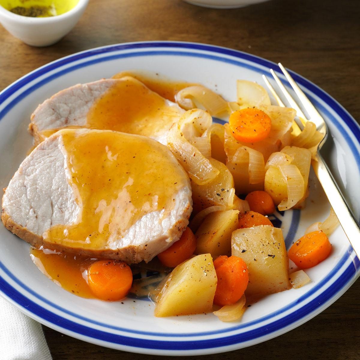 Slow Cooked Pork Roast Dinner Recipe How To Make It Taste Of Home