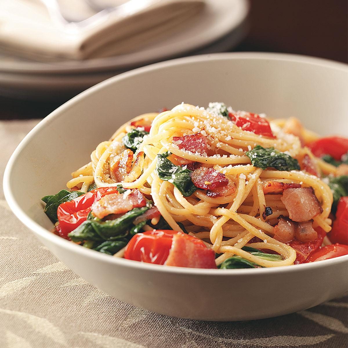 Bacon And Tomato Spaghetti Recipe How To Make It Taste Of Home 