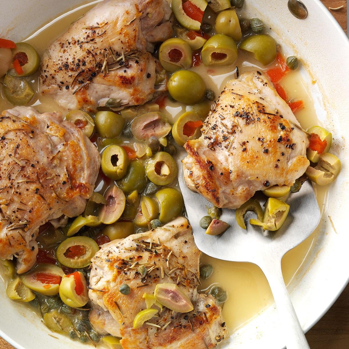 Skillet Chicken With Olives Recipe How To Make It Taste Of Home