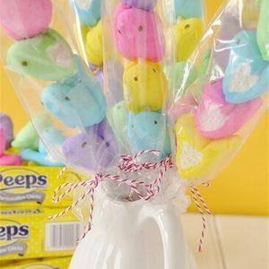 Centerpiece of peep kabobs