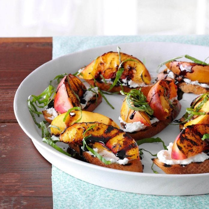 Grilled Nectarine & Cheese Crostini