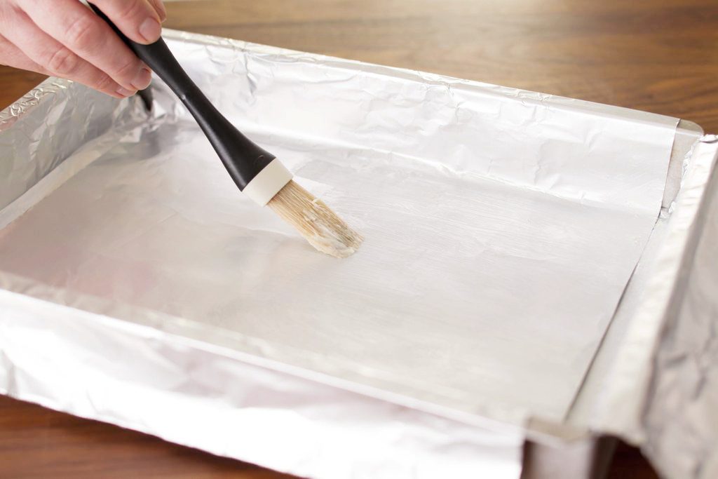 greasing a foil lined baking pan