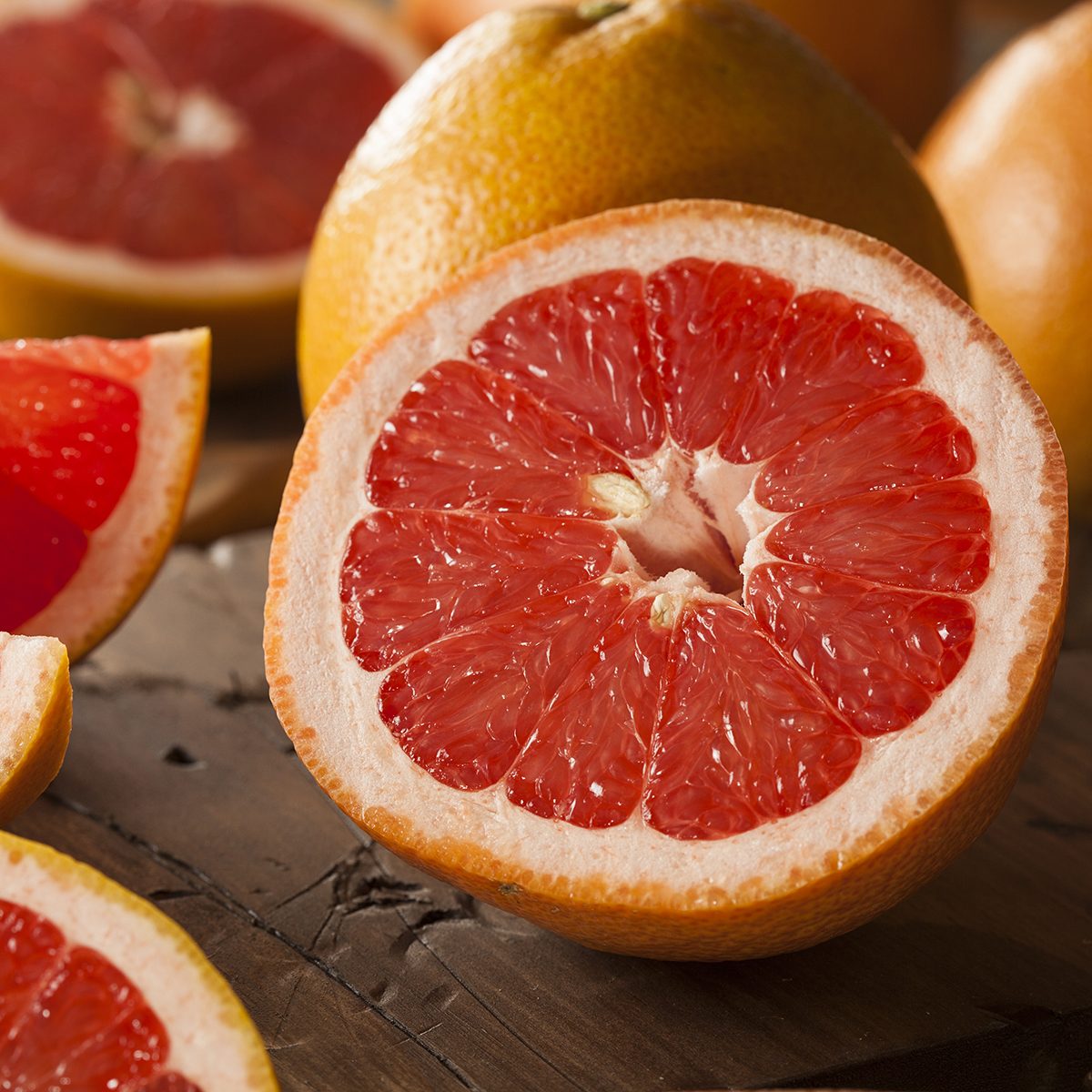 Healthy Organic Red Ruby Grapefruit on a Background;