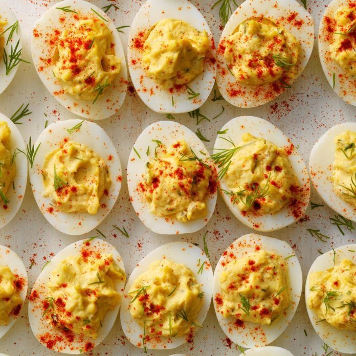 Pressure Cooker Garlic-Dill Deviled Eggs